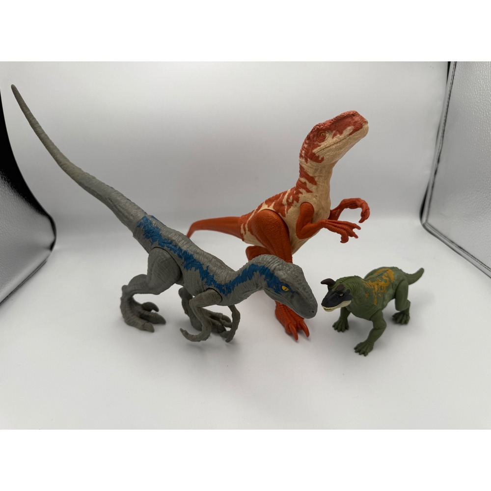Jurassic World Mattel Dinosaur Lot Velociraptor Blue Carnotaurus Action‎ Figures